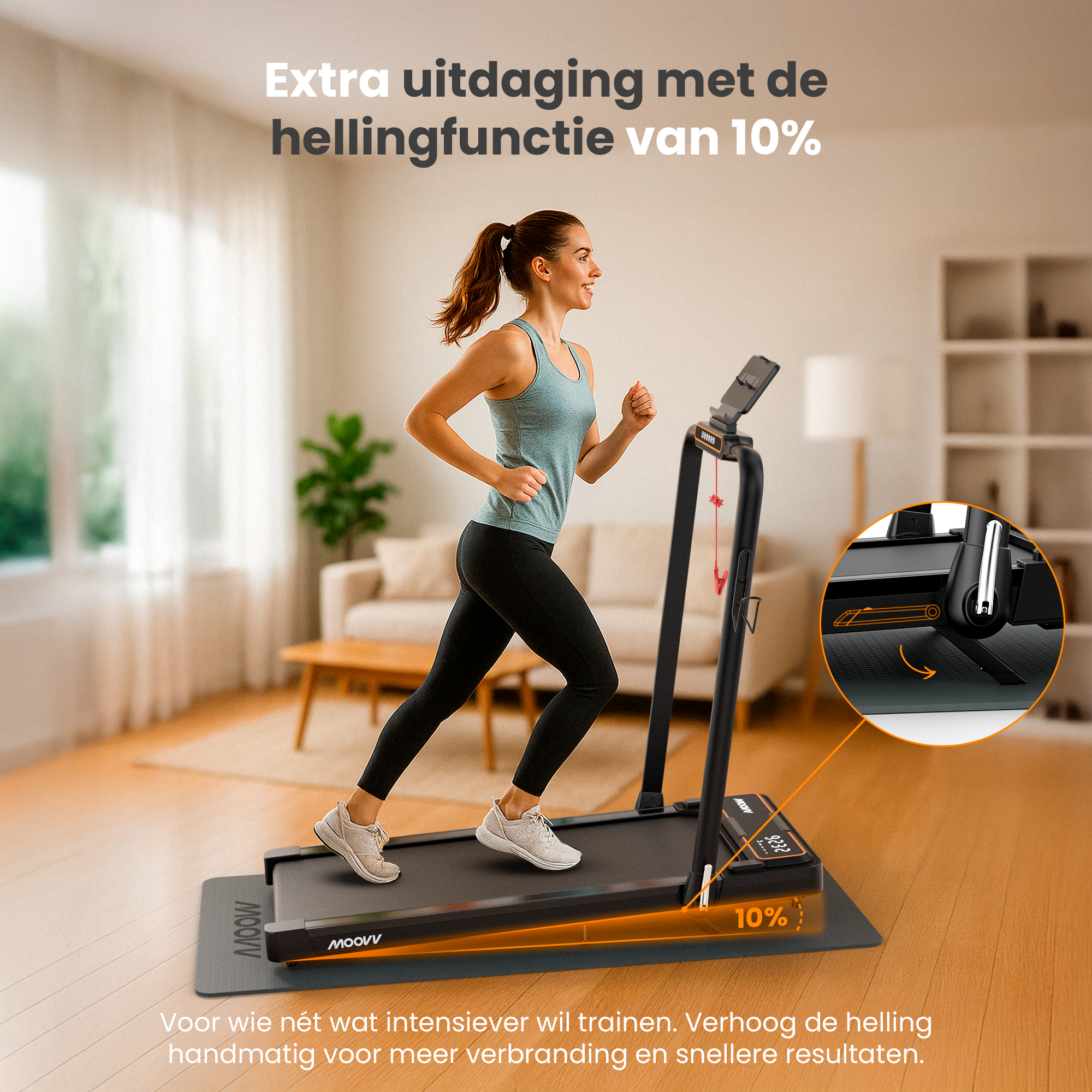 Moovv SmartStep Pro v3 Incline - Loopband Opvouwbaar met Helling 1-12km/u